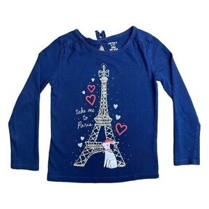 3/$15 Carter’s Kids Girls Take Me to Paris Navy Blue Long Sleeve Shirt Size 6/6X